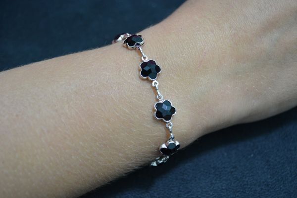 Pulseira flores folhada a prata - SJK1212