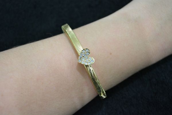 Pulseira coração dourada mola - P1375