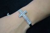 Pulseira cruz strass chumbo - P1351