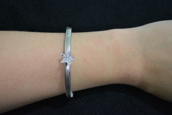 Pulseira estrela prateada mola - P1375