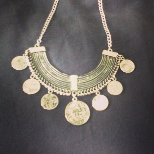 Maxi colar prateado medalhas MC1404