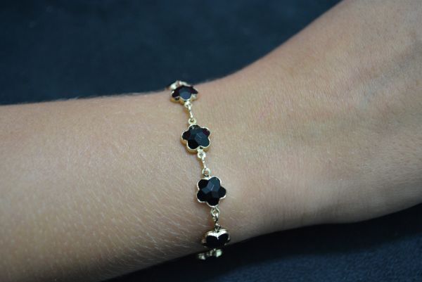 Pulseira flores folhada a ouro- SJK1213
