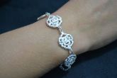 Pulseira rosas folhada a prata - SJI1214