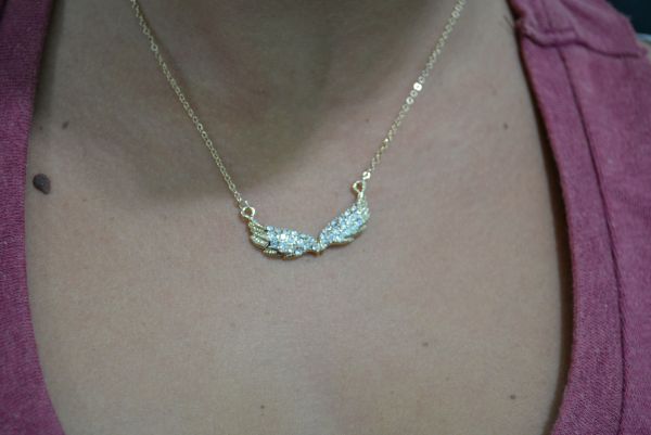 Colar Asas strass grande - C1215