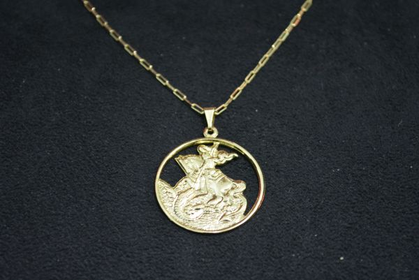 Colar folhado a ouro São Jorge - SJI1220