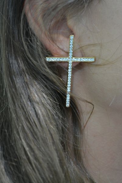 Brinco cruz strass - SJR1242