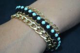 Pulseira correntes e strass - P1241